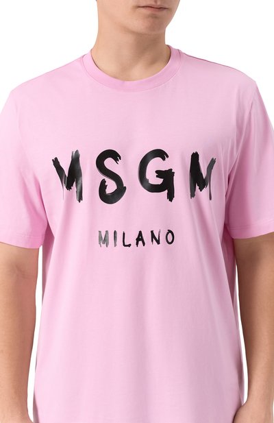 Хлопковая футболка MSGM розового цвета по цене 11100 руб., арт. 3940MM510/257798, фото 5 Хлопковая футболка MSGM, арт. 3940MM510/257798, фото 5