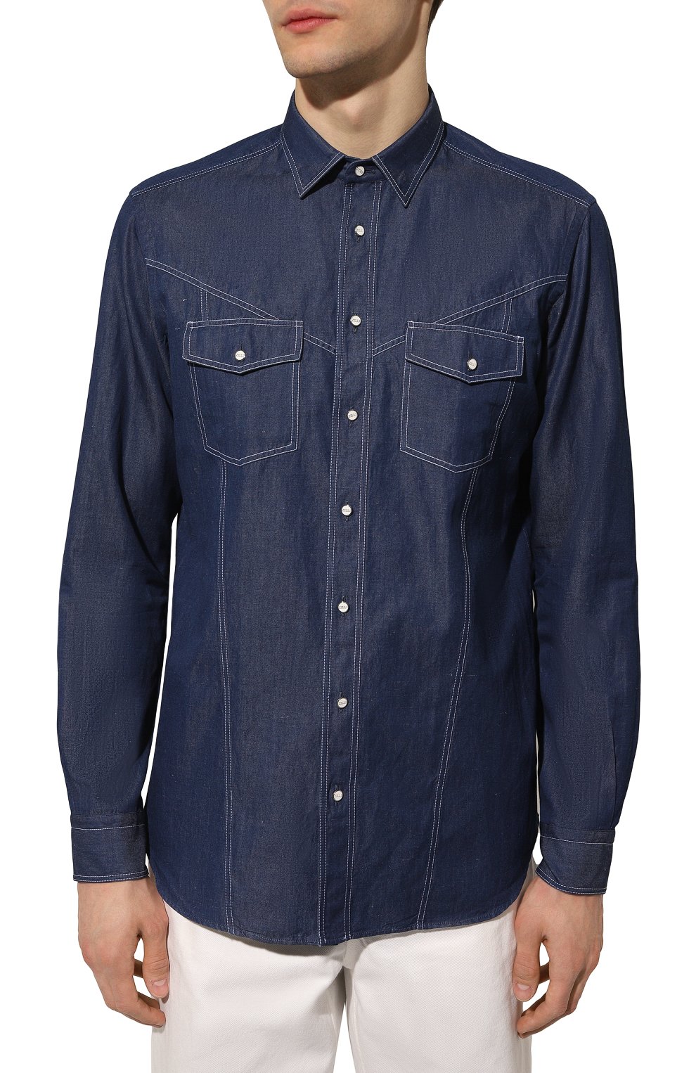 Рубашка из хлопка и льна ZILLI, арт. MFZ-7063-0001/0006, фото 3