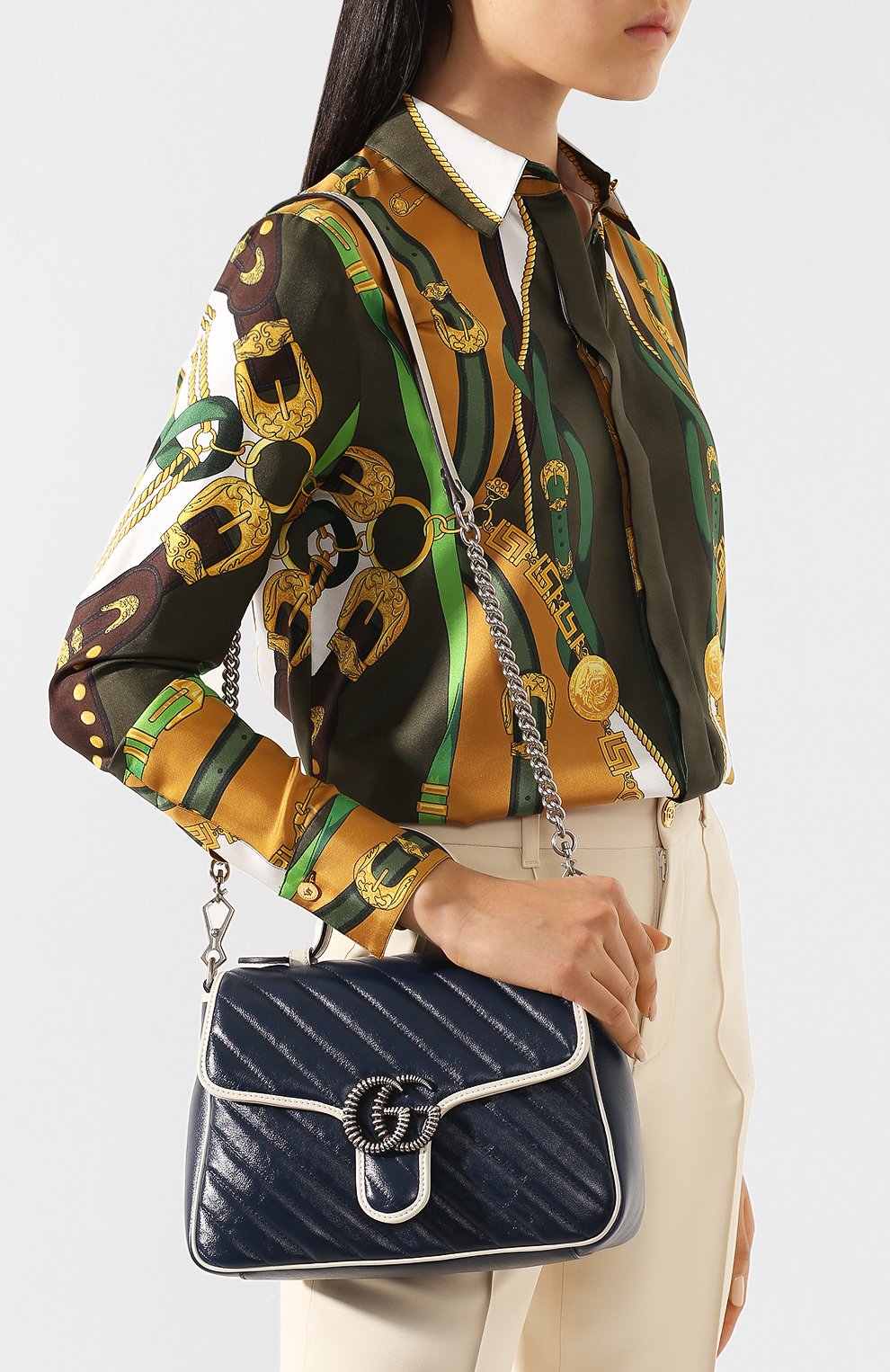 Сумка gg marmont small GUCCI темно-синего цвета по цене 275500 руб., арт. 498110/00LFN, фото 5 Сумка gg marmont small GUCCI, арт. 498110/00LFN, фото 5