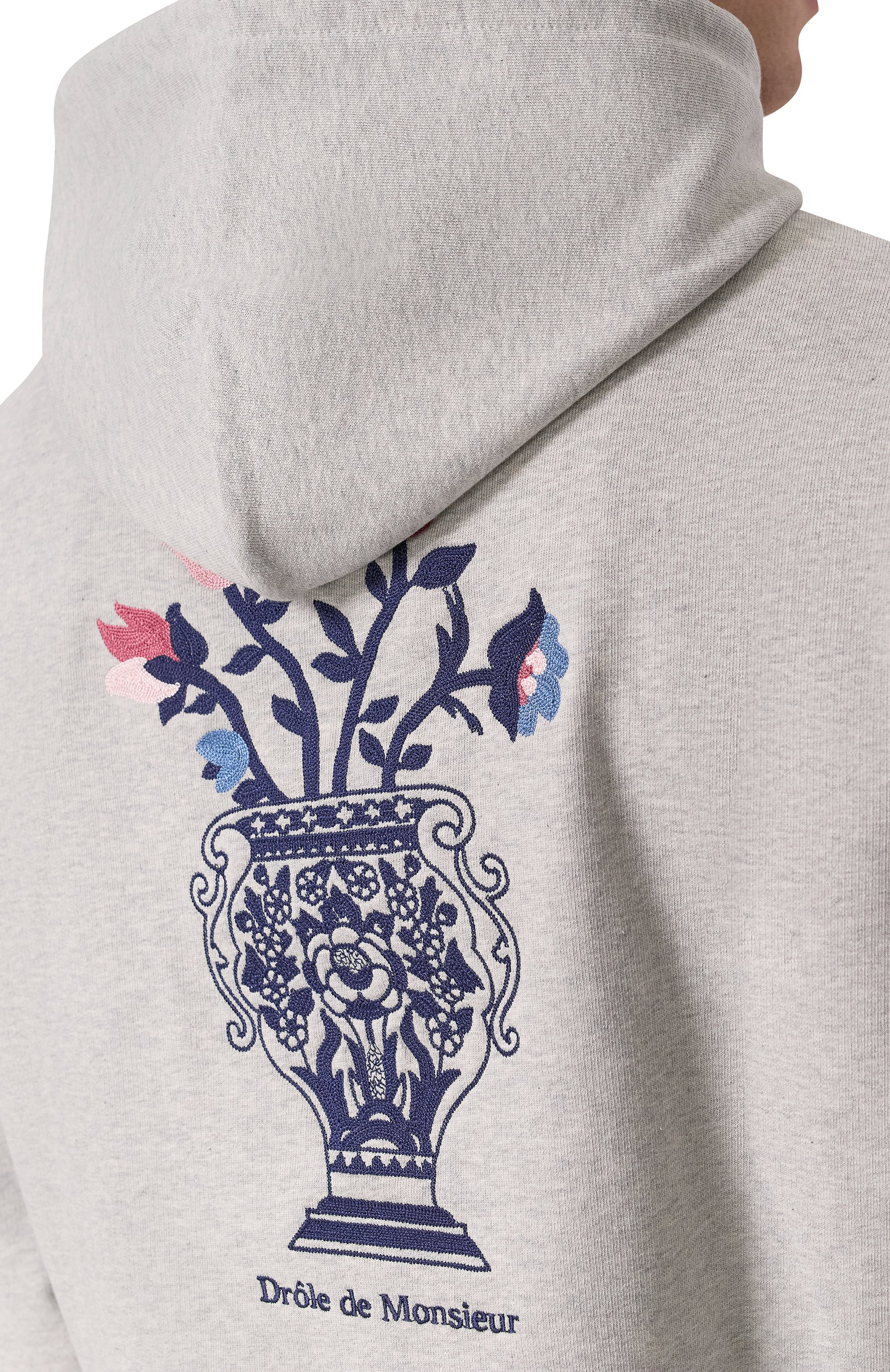 Хлопковое худи DROLE DE MONSIEUR серого цвета по цене 32800 руб., арт. E-H0171-C0127-GY, фото 5 Хлопковое худи DROLE DE MONSIEUR, арт. E-H0171-C0127-GY, фото 5