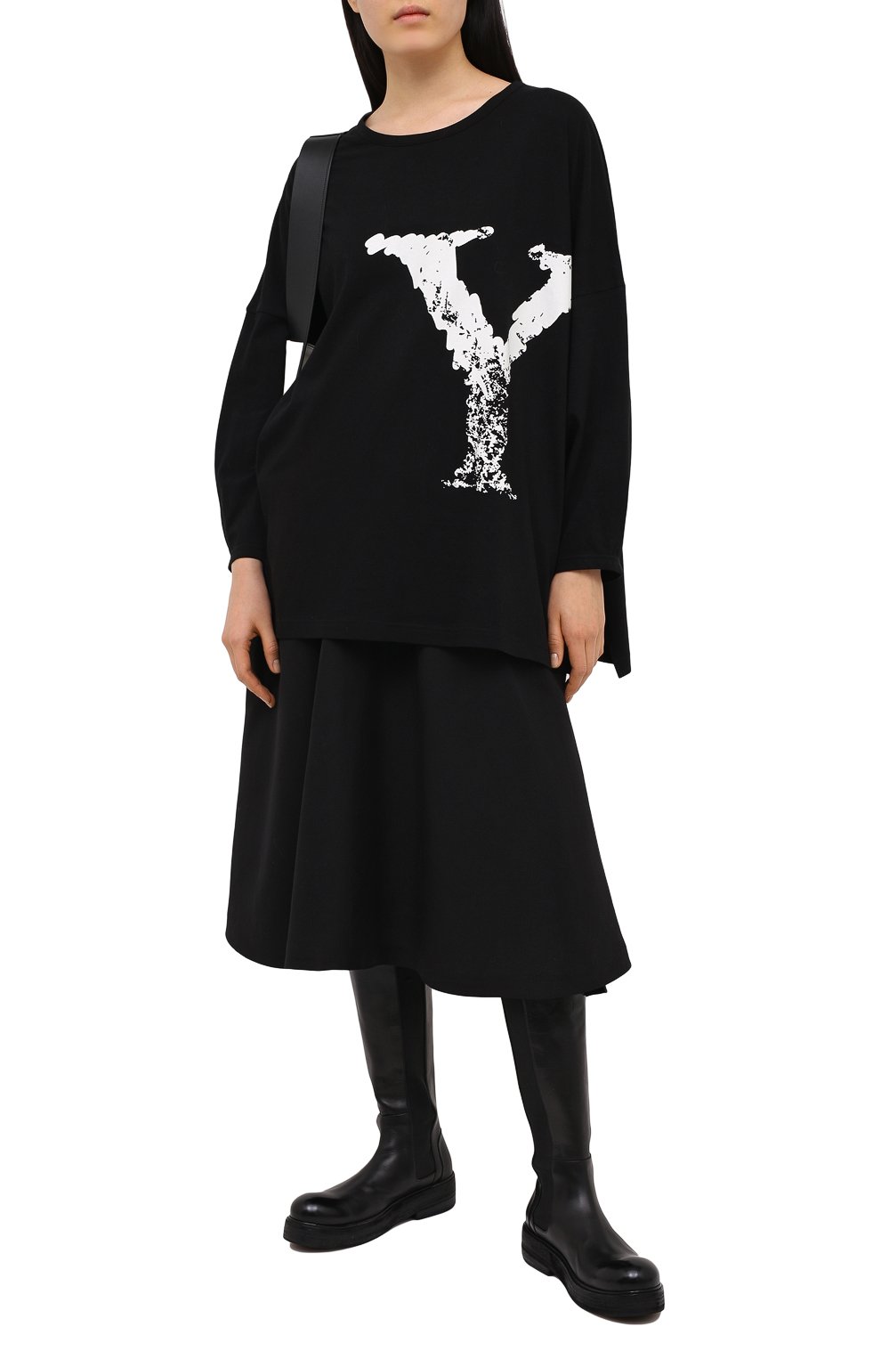 Хлопковый лонгслив YOHJI YAMAMOTO черного цвета по цене 34950 руб., арт. NR-T61-077, фото 2 Хлопковый лонгслив YOHJI YAMAMOTO, арт. NR-T61-077, фото 2