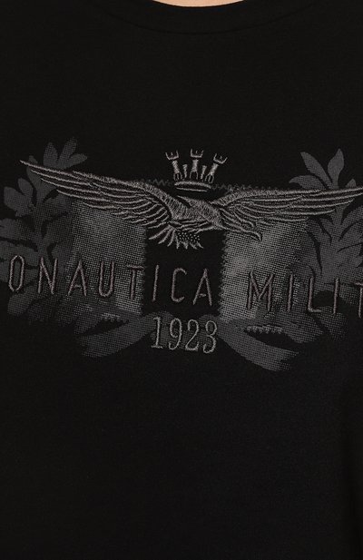 Хлопковая футболка AERONAUTICA MILITARE черного цвета по цене 8670 руб., арт. 222TS2038DJ496, фото 5 Хлопковая футболка AERONAUTICA MILITARE, арт. 222TS2038DJ496, фото 5