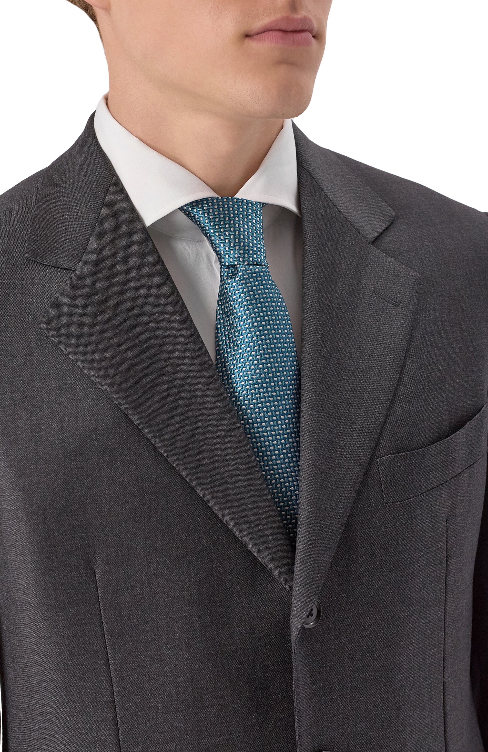 Шелковый галстук KITON бирюзового цвета по цене 38750 руб., арт. UCRVKLC06L1006, фото 2 Шелковый галстук KITON, арт. UCRVKLC06L1006, фото 2