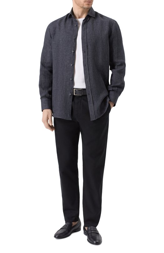 Льняная рубашка Brunello Cucinelli MF6300028 Серый  MF6300028 Фото 2