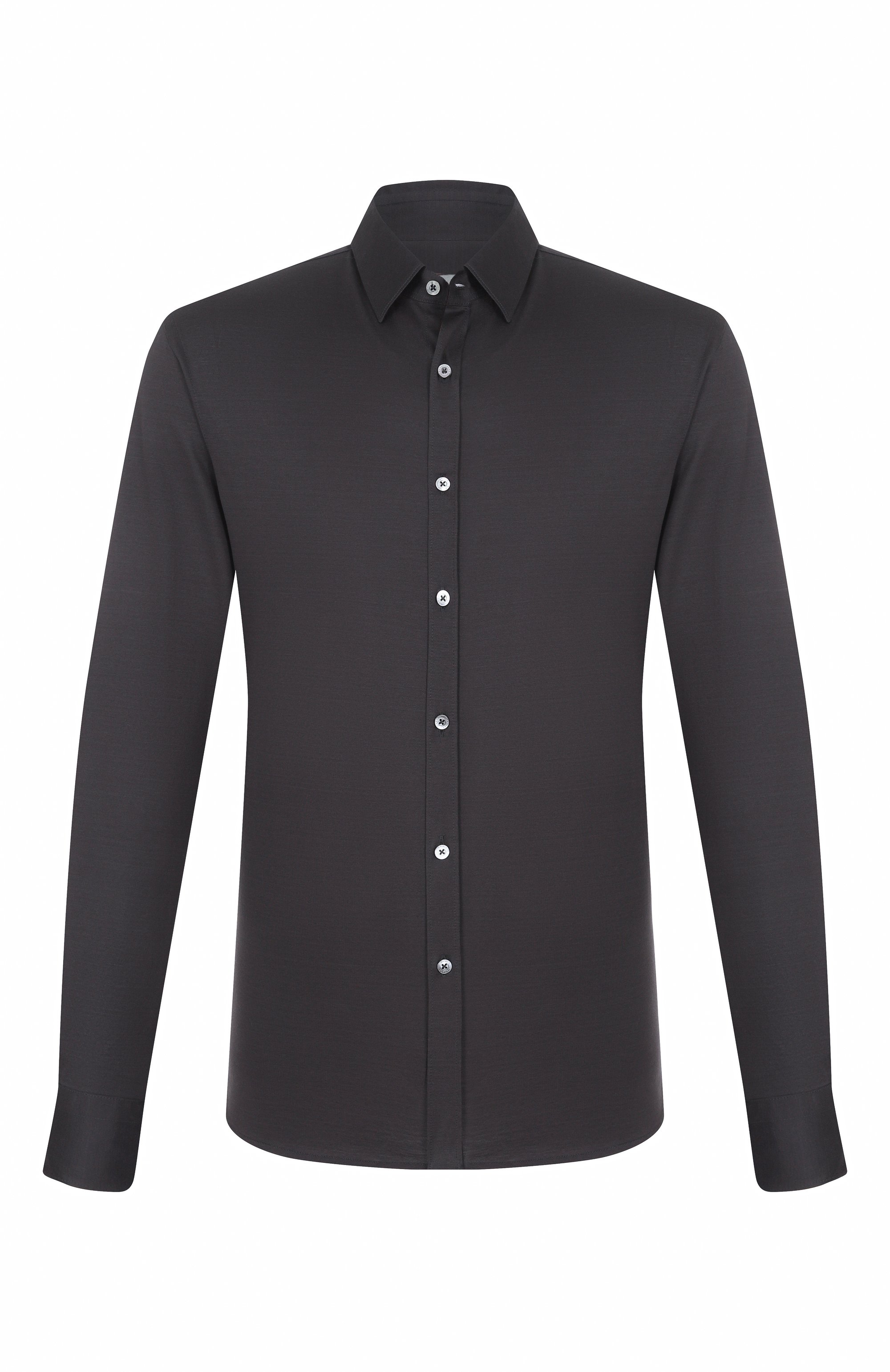 Хлопковая рубашка CANALI темно-серого цвета по цене 33600 руб., арт. CSL7077/GN02310, фото 1 Хлопковая рубашка CANALI, арт. CSL7077/GN02310, фото 1