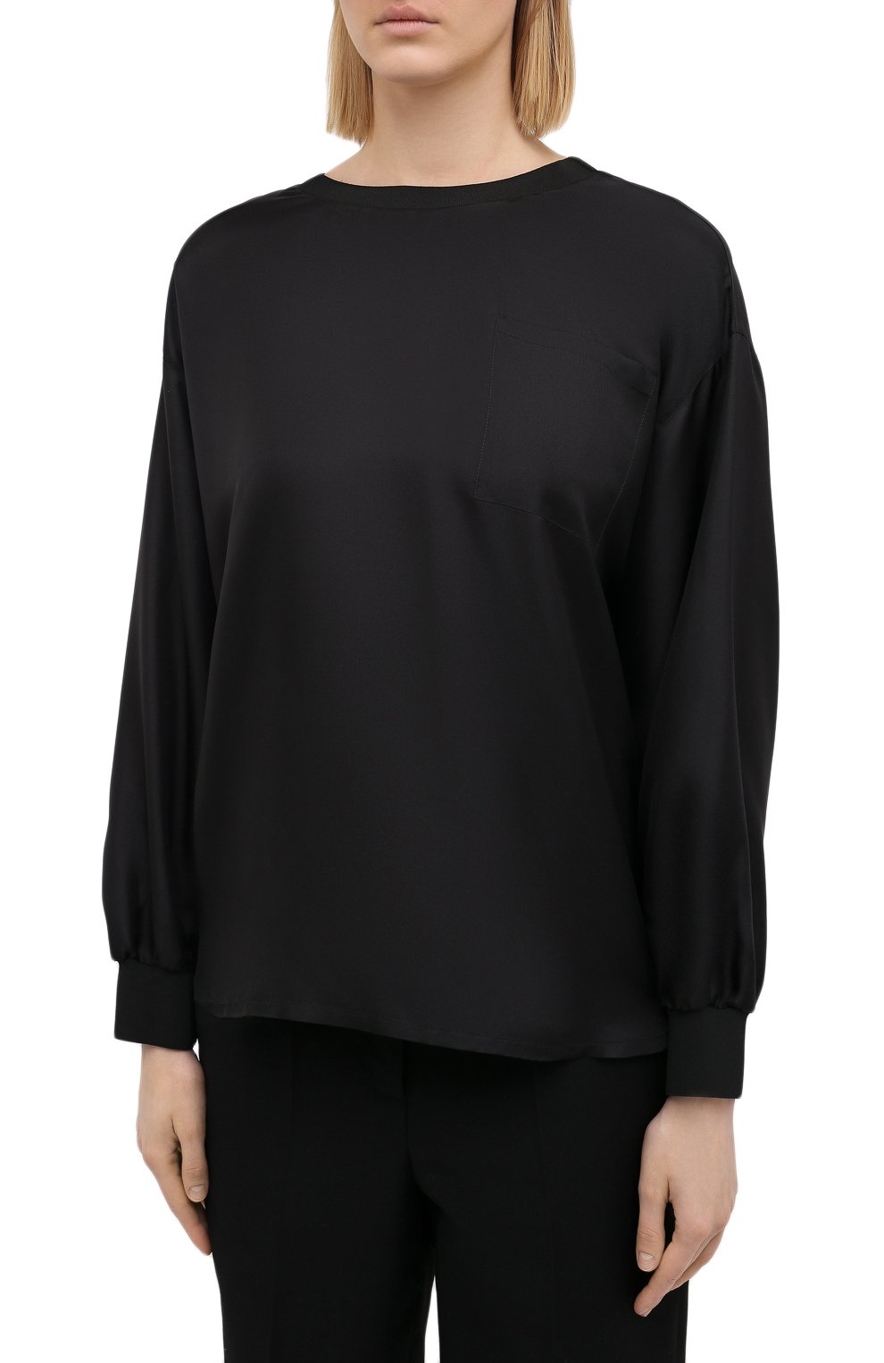 Шелковая блузка GIORGIO ARMANI черного цвета по цене 126000 руб., арт. 0WHCCZ04/TZ653, фото 3 Шелковая блузка GIORGIO ARMANI, арт. 0WHCCZ04/TZ653, фото 3