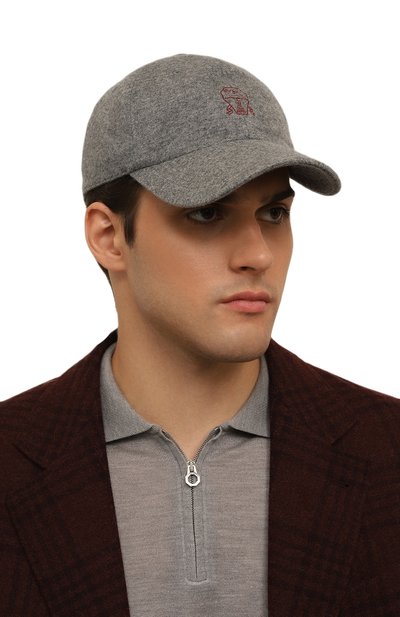 Кашемировая бейсболка BRUNELLO CUCINELLI серого цвета по цене 54800 руб., арт. ML8969978, фото 2 Кашемировая бейсболка BRUNELLO CUCINELLI, арт. ML8969978, фото 2
