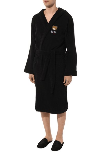 Хлопковый халат MOSCHINO черного цвета по цене 18300 руб., арт. 232V6/A9601/4307, фото 3 Хлопковый халат MOSCHINO, арт. 232V6/A9601/4307, фото 3