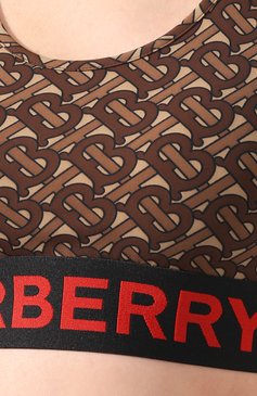 Женский топ BURBERRY коричневого цвета, арт. 8024663 | Фото 5 (Кросс-КТ: без рукавов; Материал внешний: Синтетический материал; Материал сплава: Проставлено; Рукава: Без рукавов; Драгоценные камни: Проставлено; Длина (для топов): Укороченные; Статус проверки: Проверена категория)