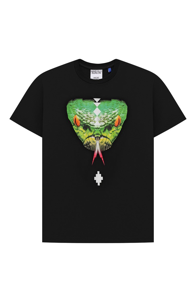 Детская хлопковая футболка MARCELO BURLON KIDS OF MILAN черного цвета, арт. CBAA002F21JER014 | Фото 1 (Материал внешний: Хлопок; Рукава: Короткие; Мальчики Кросс-КТ: Футболка-одежда; Материал сплава: Проставлено; Драгоценные камни: Проставлено; Ростовка одежда: 10 - 11 лет | 140 - 146см, 12 лет | 152 см, 8 лет | 128 см)