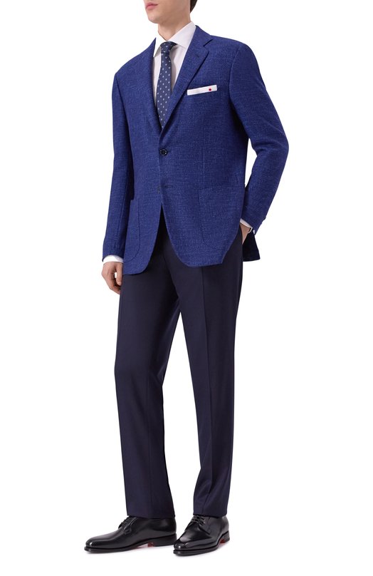 Пиджак из шерсти и шелка Kiton UG81K0170E03 Синий  UG81K0170E03 Фото 2