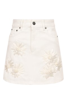 Женская джинсовая юбка MSGM белого цвета, арт. 3841MDD233X/257273 | Фото 1 (Материал внешний: Хлопок, Деним; Длина Ж (юбки, платья, шорты): Мини; Кросс-КТ: Деним, костюм; Стили: Романтичный)