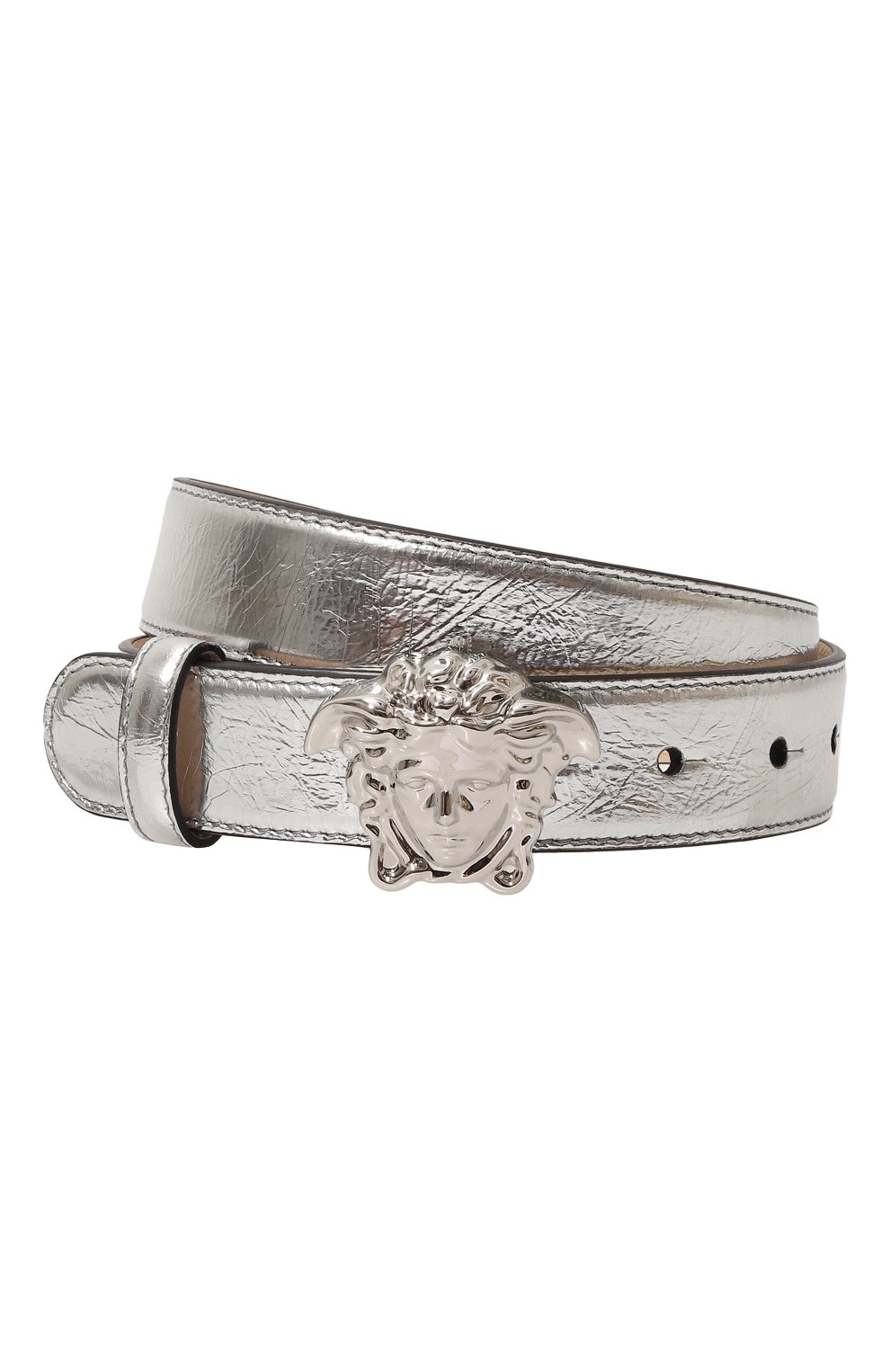Кожаный ремень VERSACE серебряного цвета по цене 53350 руб., арт. DCDD442/1A08252, фото 1 Кожаный ремень VERSACE, арт. DCDD442/1A08252, фото 1
