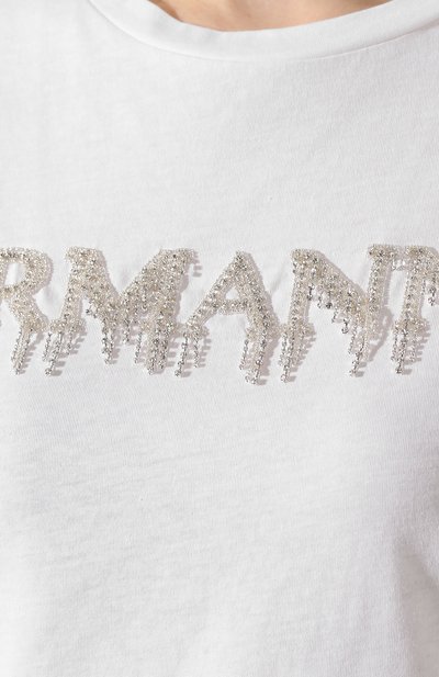 Хлопковая футболка ERMANNO ERMANNO SCERVINO белого цвета по цене 23950 руб., арт. 46T TS17 JC0, фото 5 Хлопковая футболка ERMANNO ERMANNO SCERVINO, арт. 46T TS17 JC0, фото 5