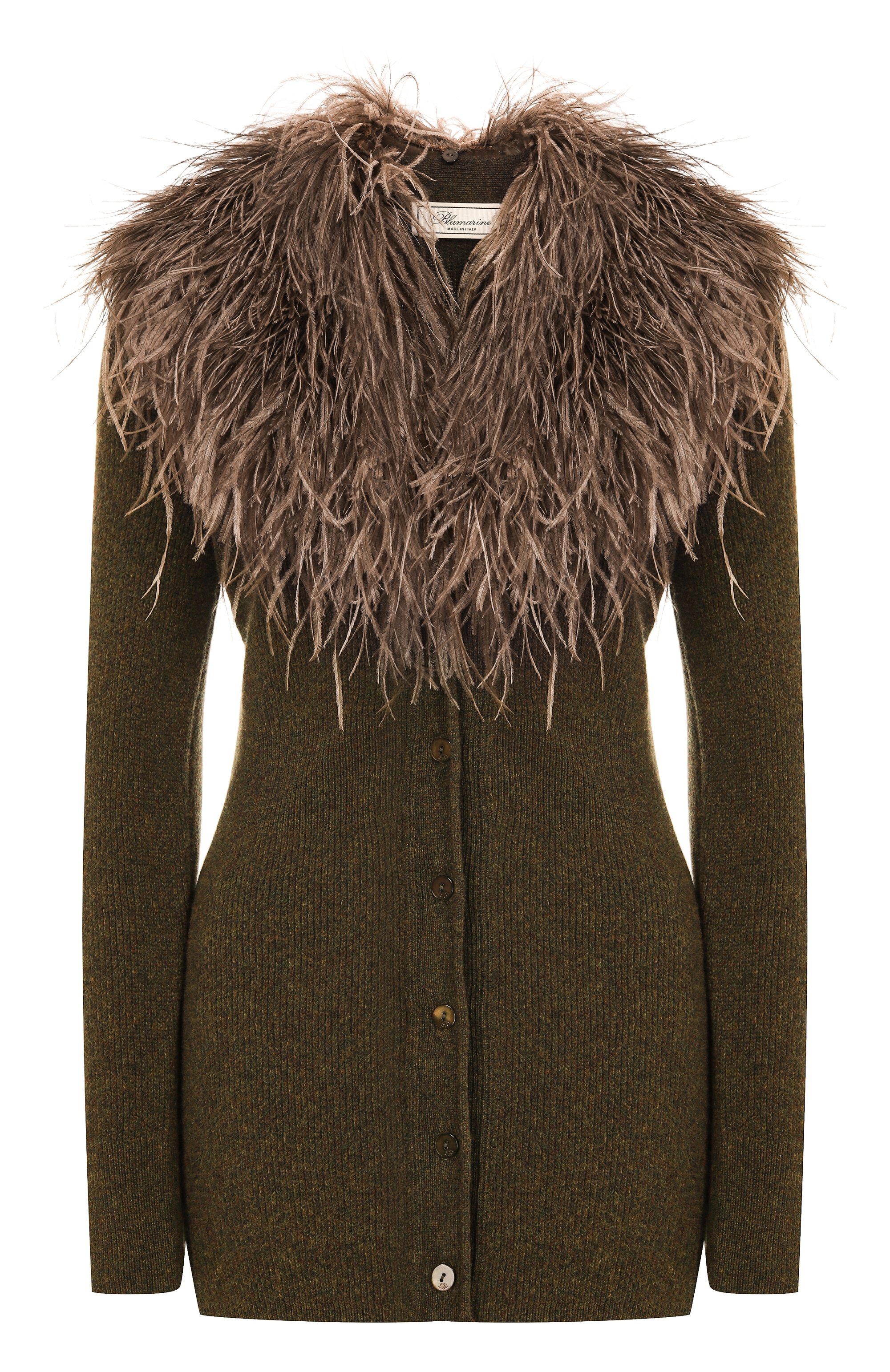 Шерстяной кардиган с отделкой перьями BLUMARINE, арт. 2M643W_SET, фото 1