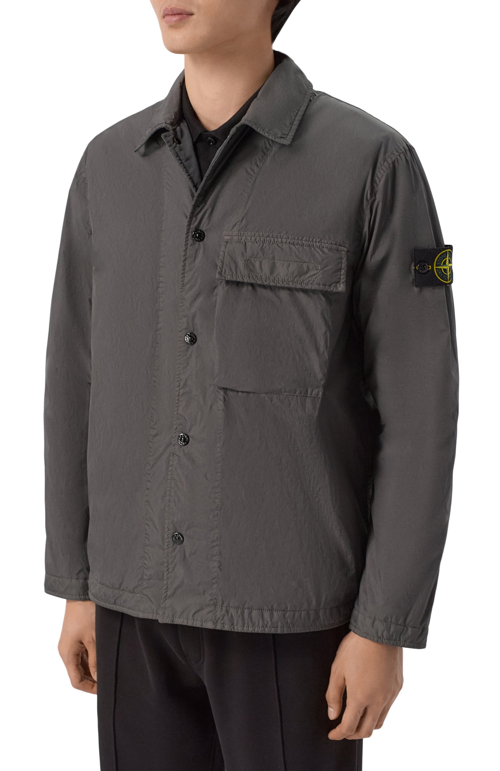 Куртка-рубашка STONE ISLAND темно-серого цвета по цене 88300 руб., арт. L1S151200002/S0A23, фото 3 Куртка-рубашка STONE ISLAND, арт. L1S151200002/S0A23, фото 3
