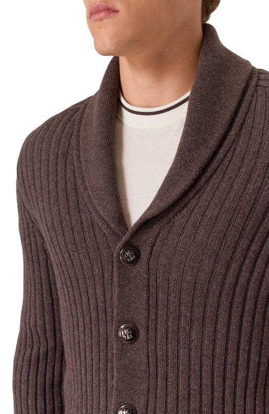 Кашемировый кардиган Brunello Cucinelli M22505506 Коричневый  M22505506 Фото 5