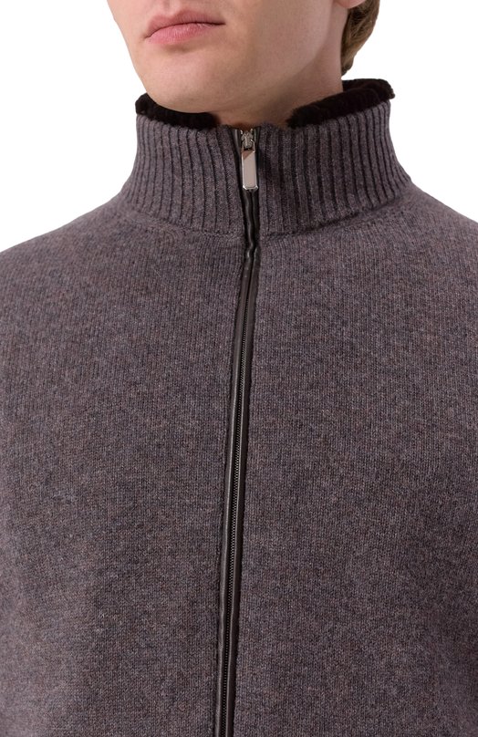 Кардиган с подкладкой из бобра Andrea Campagna WU26WS510-09C-FWSPC1 Коричневый  WU26WS510-09C-FWSPC1 Фото 5