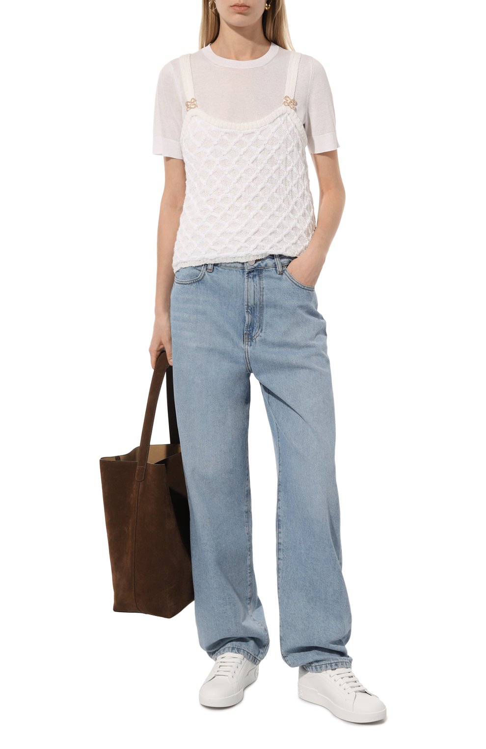 Хлопковый пуловер AND THE BRAND белого цвета по цене 41160 руб., арт. S24-TP029(TS003)-0704-100D, фото 2 Хлопковый пуловер AND THE BRAND, арт. S24-TP029(TS003)-0704-100D, фото 2