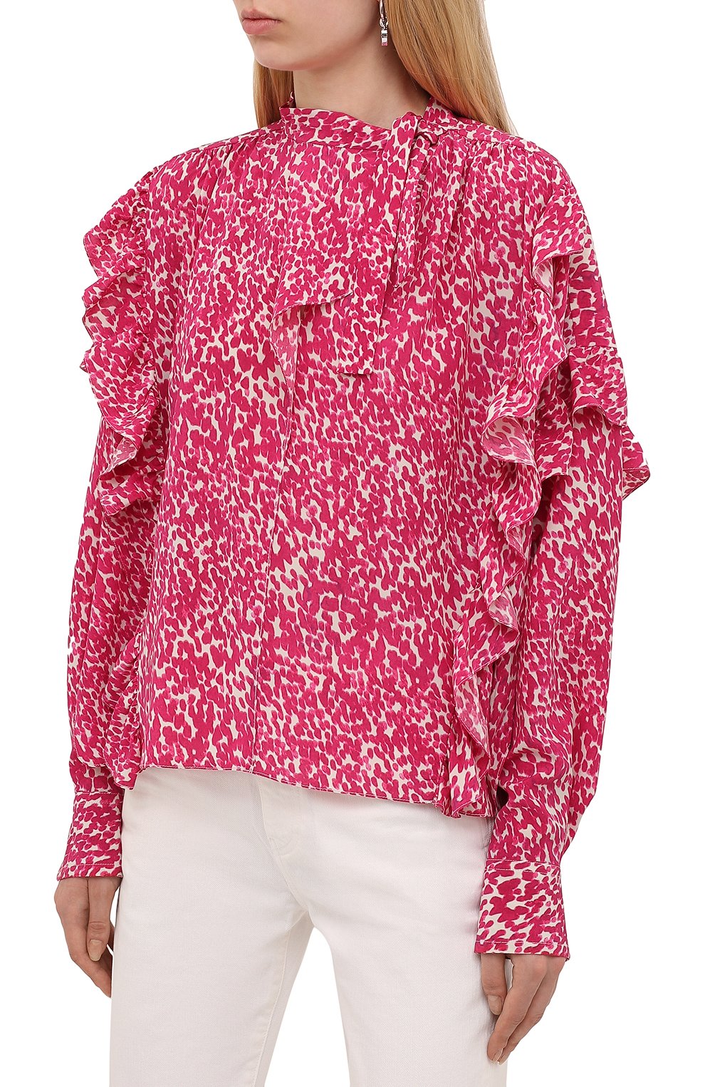 Шелковая блузка ISABEL MARANT фуксия цвета по цене 59450 руб., арт. HT2171-21A021I/LIBELZIA, фото 3 Шелковая блузка ISABEL MARANT, арт. HT2171-21A021I/LIBELZIA, фото 3
