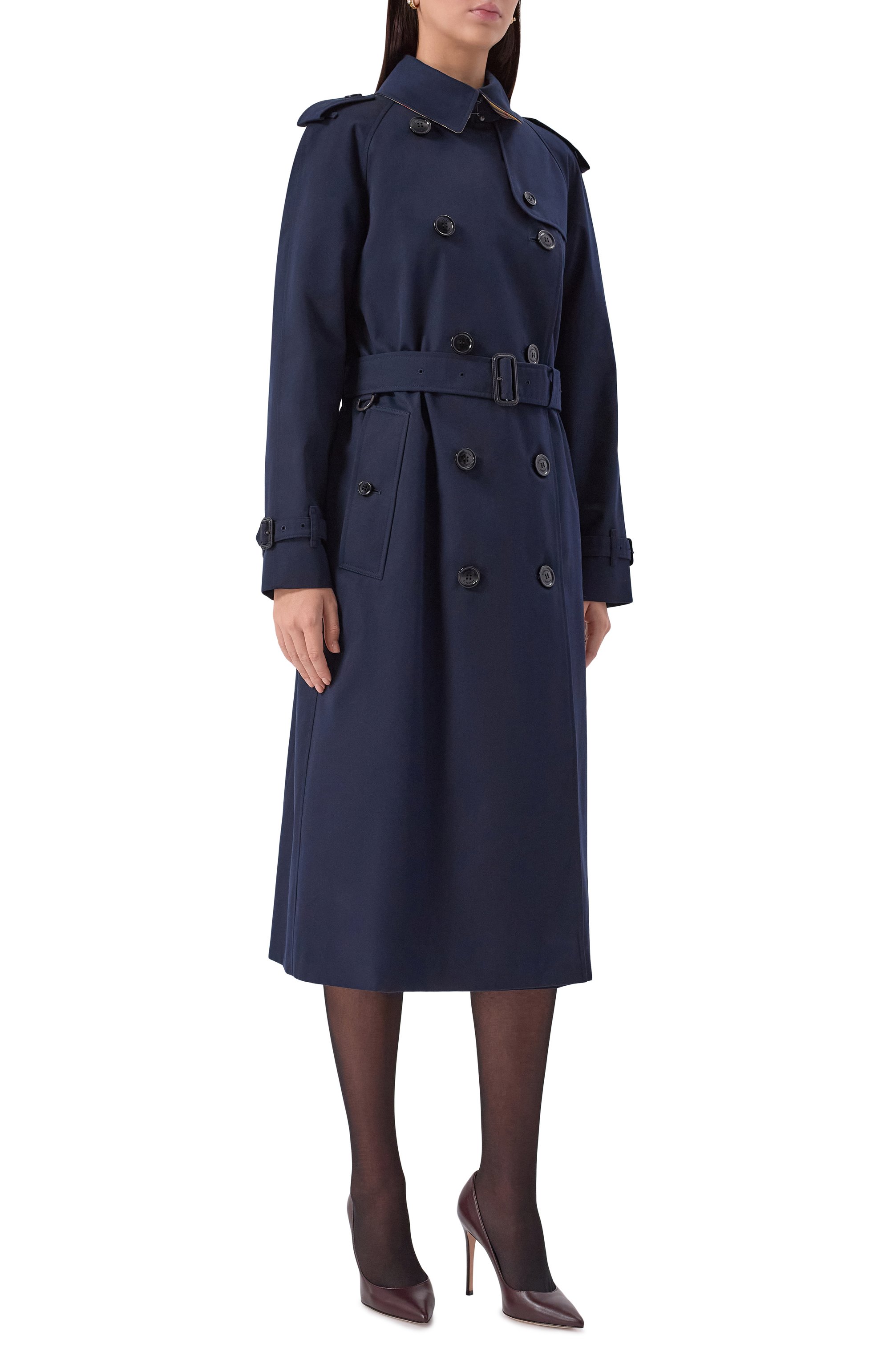 Хлопковый тренч BURBERRY темно-синего цвета по цене 331000 руб., арт. 8059242, фото 3 Хлопковый тренч BURBERRY, арт. 8059242, фото 3