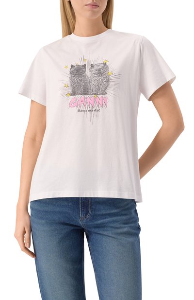 Хлопковая футболка GANNI, арт. T4060, фото 3