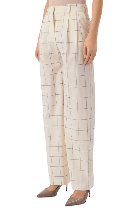 Шерстяные брюки Erika Cavallini P6SM04 Кремовый  P6SM04 Фото 3