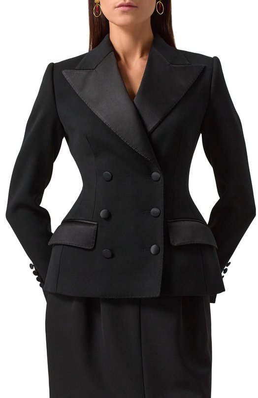 Жакет из шерсти и шелка Dolce & Gabbana F27CTT/FUBGE Чёрный  F27CTT/FUBGE Фото 3