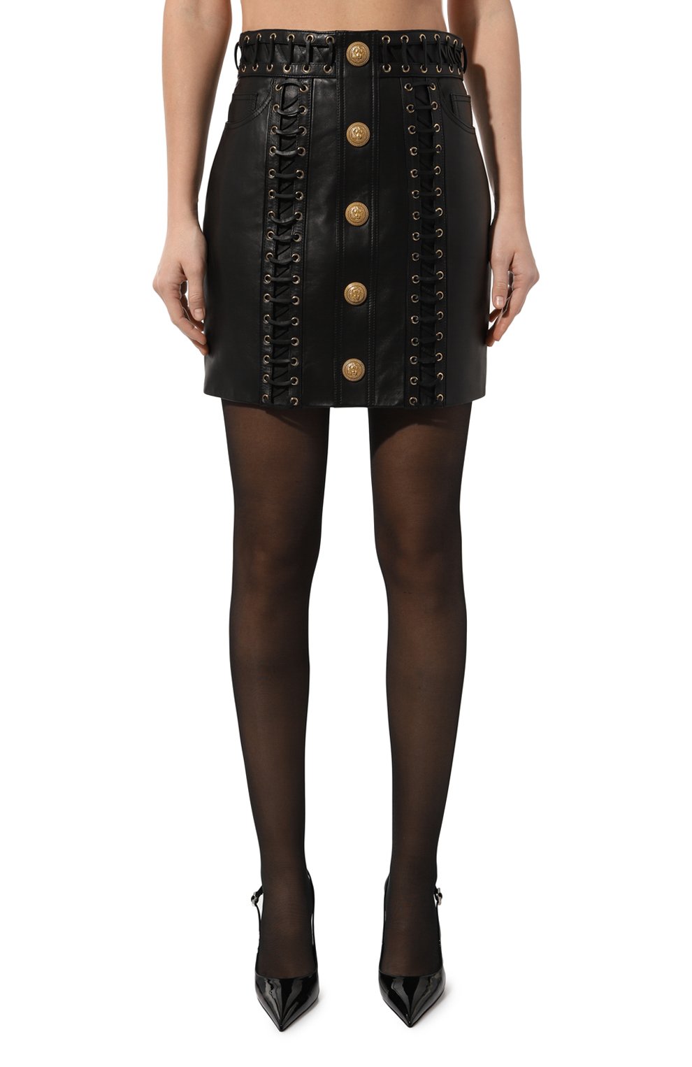 Кожаная юбка BALMAIN, арт. AF0LB840LB24, фото 3