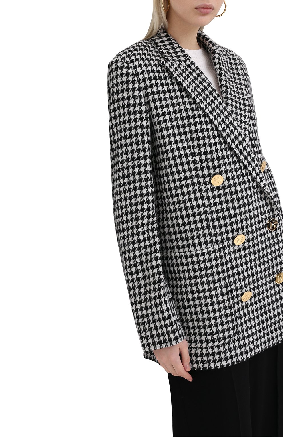 Шерстяной жакет BALMAIN черно-белого цвета по цене 154500 руб., арт. UF17318/W090, фото 3 Шерстяной жакет BALMAIN, арт. UF17318/W090, фото 3
