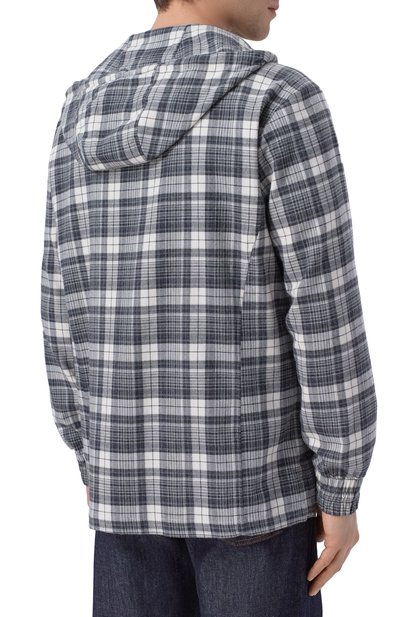 Хлопковая куртка-рубашка KITON серого цвета по цене 108500 руб., арт. UMC010H0907206, фото 4 Хлопковая куртка-рубашка KITON, арт. UMC010H0907206, фото 4