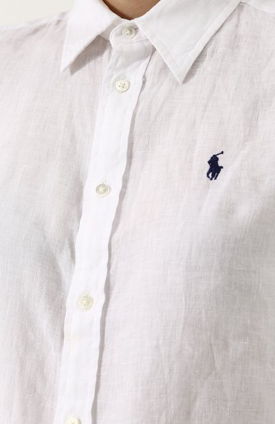 Однотонная льняная блуза с вышитым логотипом бренда POLO RALPH LAUREN, арт. 211697461, фото 5