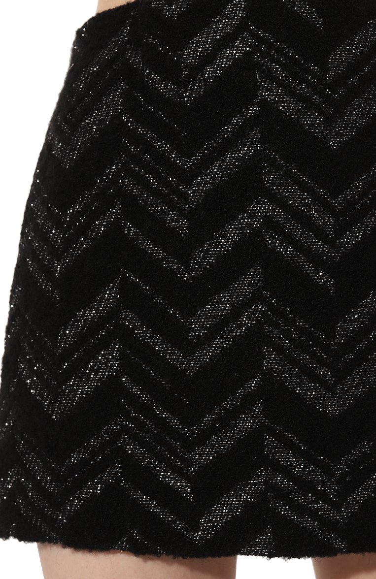 Женская юбка MISSONI черного цвета, арт. DS24WH0E/BW00T5 | Фото 5 (Материал внешний: Хлопок; Длина Ж (юбки, платья, шорты): Мини; Стили: Кэжуэл; Автоматизация состава: Проставлено; Автоматизация ТО: Проставлено)