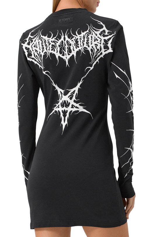 Хлопковое платье VETEMENTS WA66DR630BW Чёрный  WA66DR630BW Фото 4