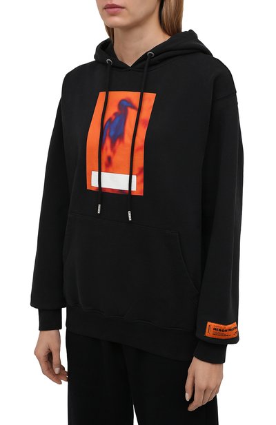 Хлопковое худи HERON PRESTON черного цвета по цене 49950 руб., арт. HWBB020F21JER0061022, фото 3 Хлопковое худи HERON PRESTON, арт. HWBB020F21JER0061022, фото 3