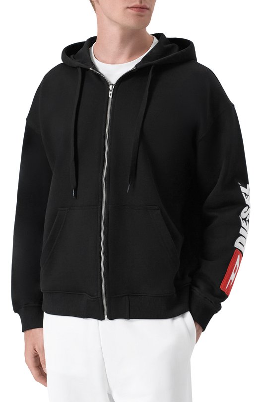 Хлопковая толстовка Diesel A20022/0GEAD Чёрный  A20022/0GEAD Фото 3