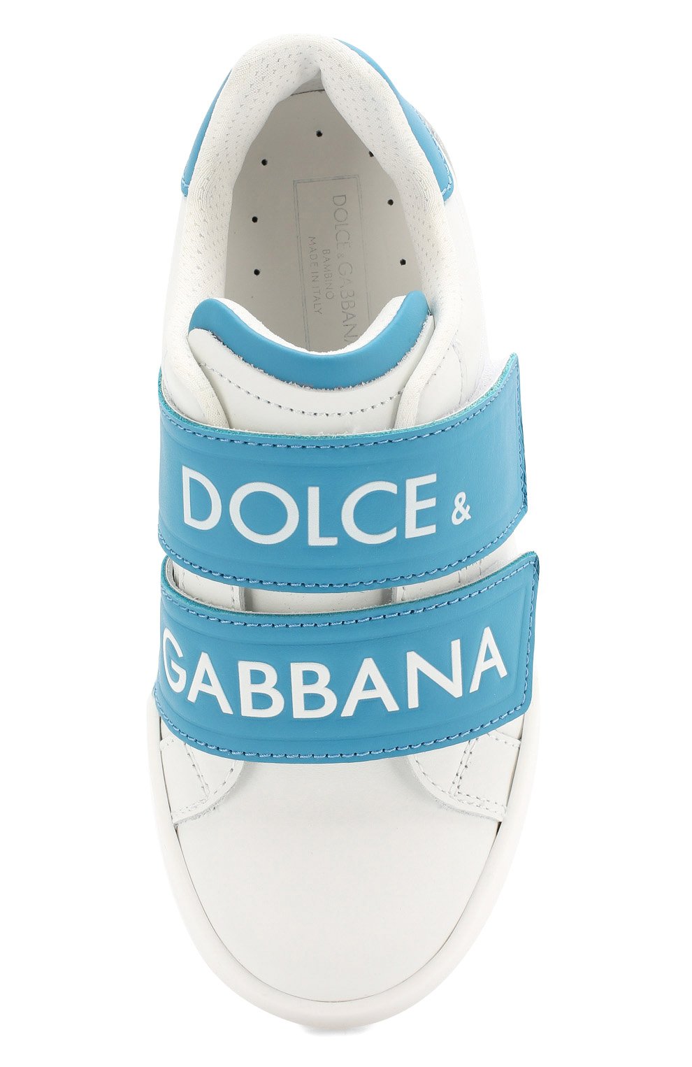 Кожаные кеды с застежками велькро DOLCE & GABBANA белого цвета по цене 31450 руб., арт. DA0688/AZ634/29-36, фото 4 Кожаные кеды с застежками велькро DOLCE & GABBANA, арт. DA0688/AZ634/29-36, фото 4