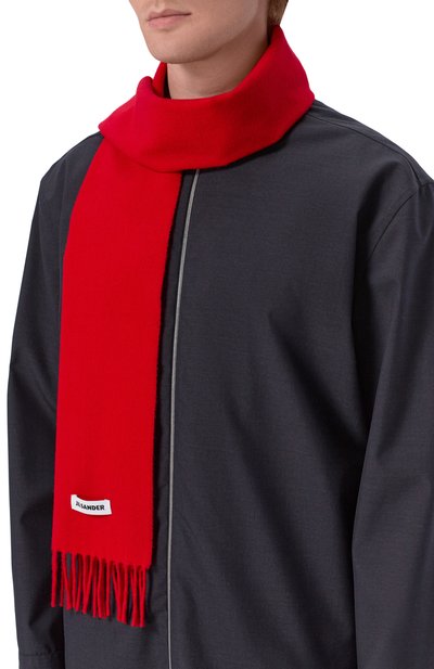 Шерстяной шарф JIL SANDER красного цвета по цене 27150 руб., арт. J22TE0116/J40376, фото 2 Шерстяной шарф JIL SANDER, арт. J22TE0116/J40376, фото 2