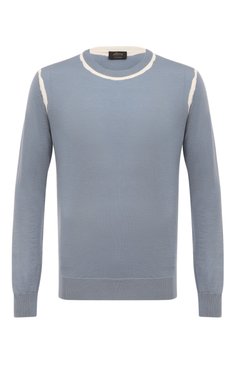 Мужской кашемировый джемпер BRIONI голубого цвета, арт. UMQ90L/P1K08 | Фото 1 (Драгоценные камни: Проставлено; Длина (для топов): Стандартные; Материал внешний: Кашемир, Шерсть; Рукава: Длинные; Материал сплава: Проставлено; Мужское Кросс-КТ: Джемперы; Стили: Кэжуэл; Принт: Без принта; Вырез: Круглый)