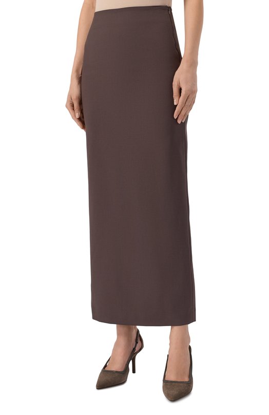 Шерстяная юбка Brunello Cucinelli MPW07G3882 Коричневый  MPW07G3882 Фото 3