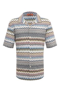 Мужская хлопковая рубашка MISSONI зеленого цвета, арт. US24SJ09/BR00TJ | Фото 1 (Рукава: Короткие; Случай: Повседневный; Длина (для топов): Стандартные; Принт: С принтом; Материал сплава: Проставлено; Материал внешний: Хлопок; Воротник: Отложной; Драгоценные камни: Проставлено; Стили: Кэжуэл)