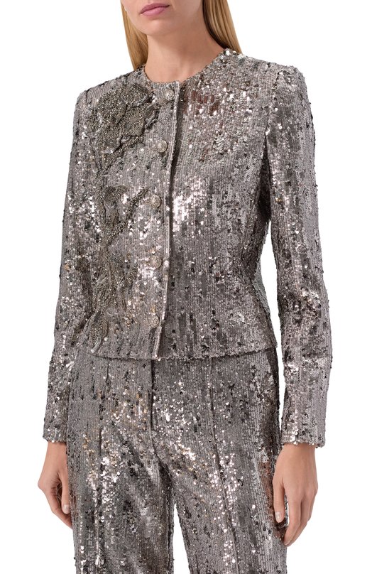 Жакет с отделкой пайетками Elie Saab J0151NP25/PA009 Серебряный  J0151NP25/PA009 Фото 3