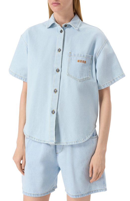 Джинсовая рубашка MSGM 3842MDE230L 257238/257238 Голубой  3842MDE230L 257238/257238 Фото 3