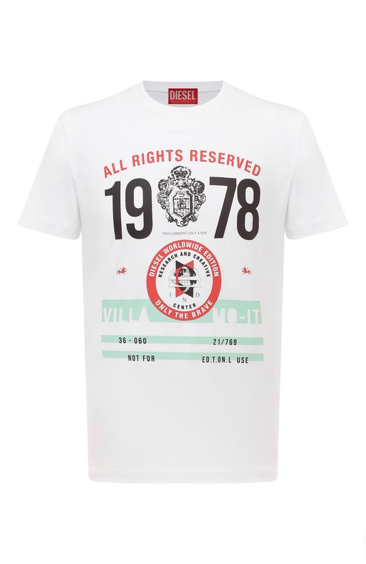 Хлопковая футболка Diesel A12501/0GRAI Белый A12501/0GRAI