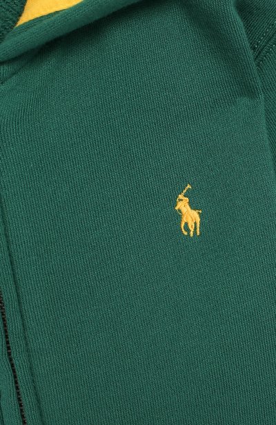 Хлопковый кардиган на молнии с капюшоном POLO RALPH LAUREN зеленого цвета по цене 8710 руб., арт. 322703447, фото 3 Хлопковый кардиган на молнии с капюшоном POLO RALPH LAUREN, арт. 322703447, фото 3