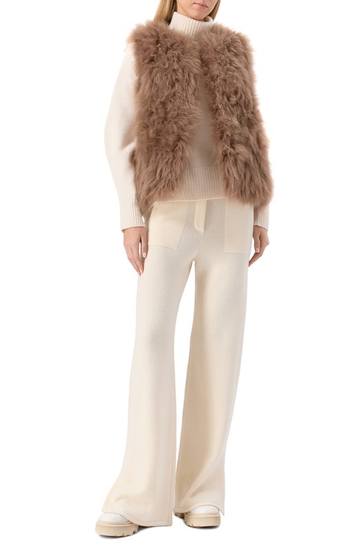 Двусторонний жилет из козы manzoni24 25M1522R-CFENY Бежевый  25M1522R-CFENY Фото 2