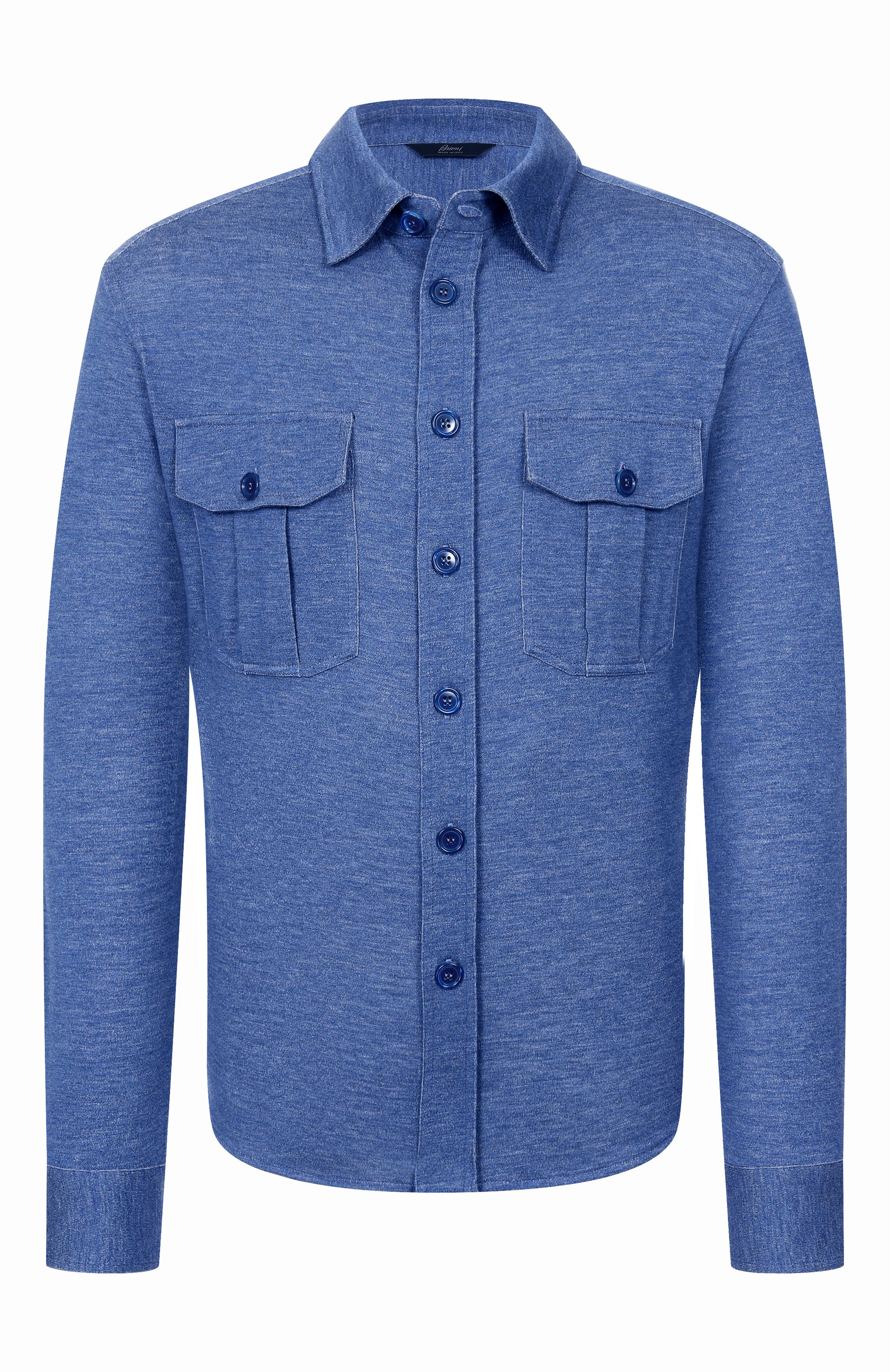 Рубашка из хлопка и шелка BRIONI синего цвета по цене 261500 руб., арт. UJRE0L/PD602, фото 1 Рубашка из хлопка и шелка BRIONI, арт. UJRE0L/PD602, фото 1