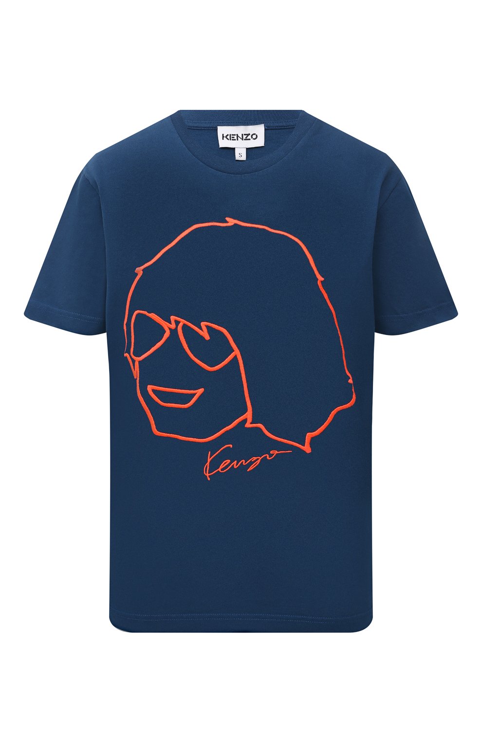 Хлопковая футболка KENZO синего цвета по цене 17400 руб., арт. FB62TS6664SB, фото 1 Хлопковая футболка KENZO, арт. FB62TS6664SB, фото 1