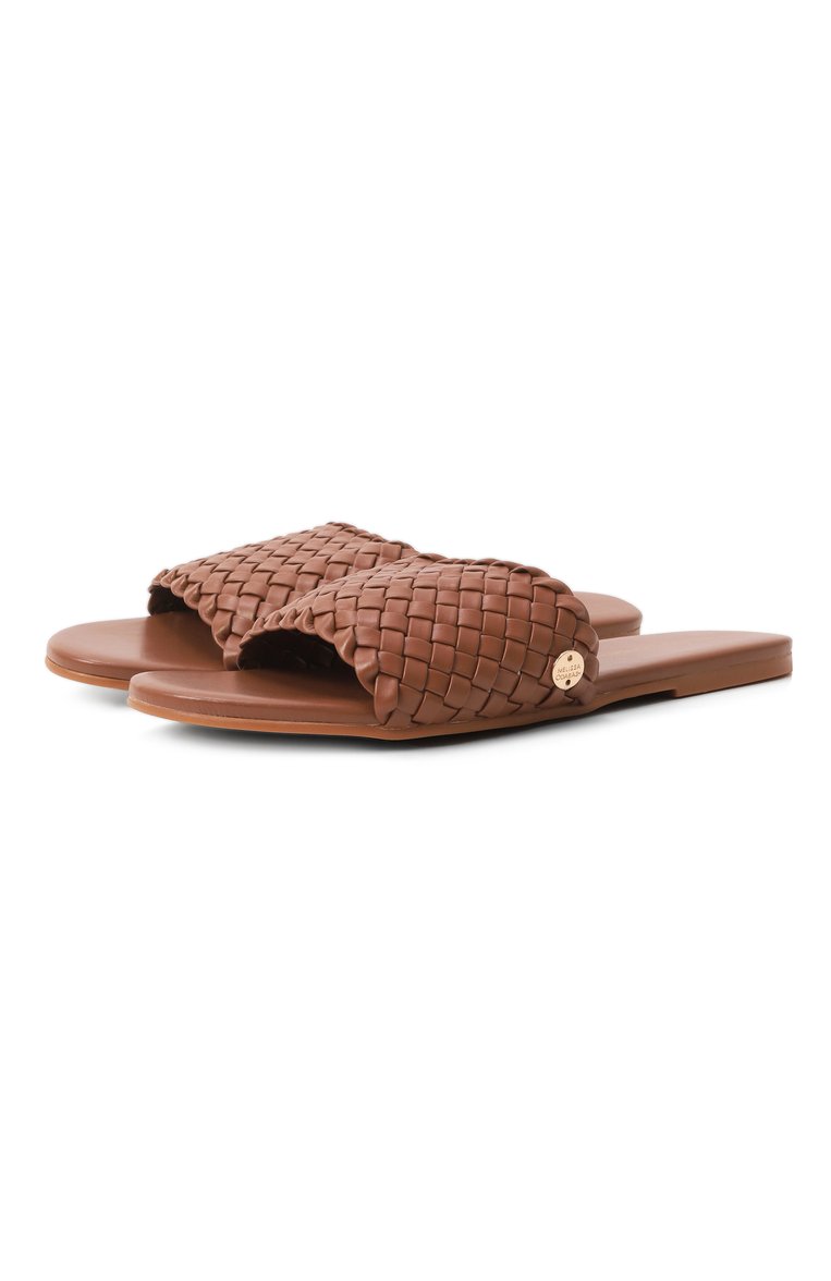 Женские кожаные шлепанцы MELISSA ODABASH коричневого цвета, арт. WOVEN SLIDER CR | Фото 1 (Материал внешний: Натуральная кожа; Подошва: Плоская; Каблук высота: Низкий; Материал сплава: Проставлено; Драгоценные камни: Проставлено)