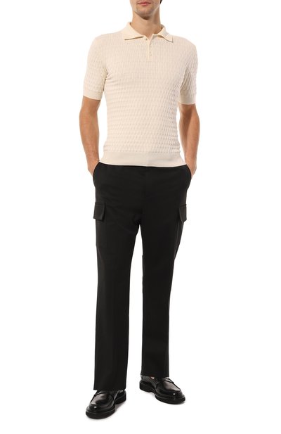Поло из хлопка и шерсти TRUSSARDI кремового цвета по цене 16600 руб., арт. 52M00725-0F000819, фото 2 Поло из хлопка и шерсти TRUSSARDI, арт. 52M00725-0F000819, фото 2